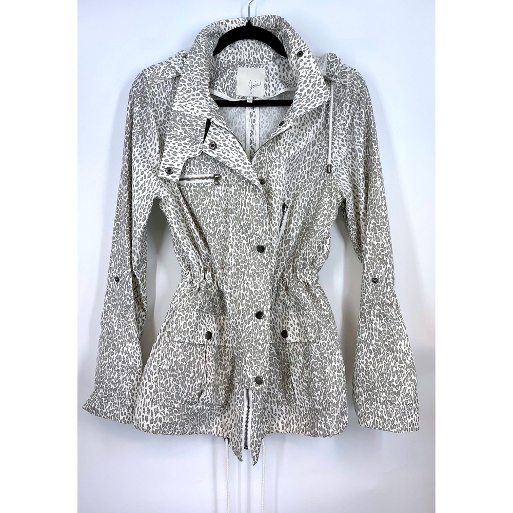 Women's Animal Print Jacket Size L Snap Front Zip Pocket Gorpcore Utility Y2k‎